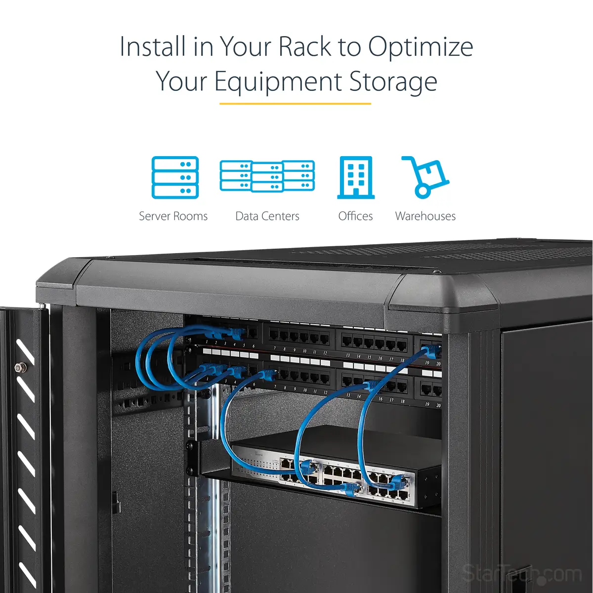 Server Rack Fachboden 1 HE 25 cm Tief Stahl