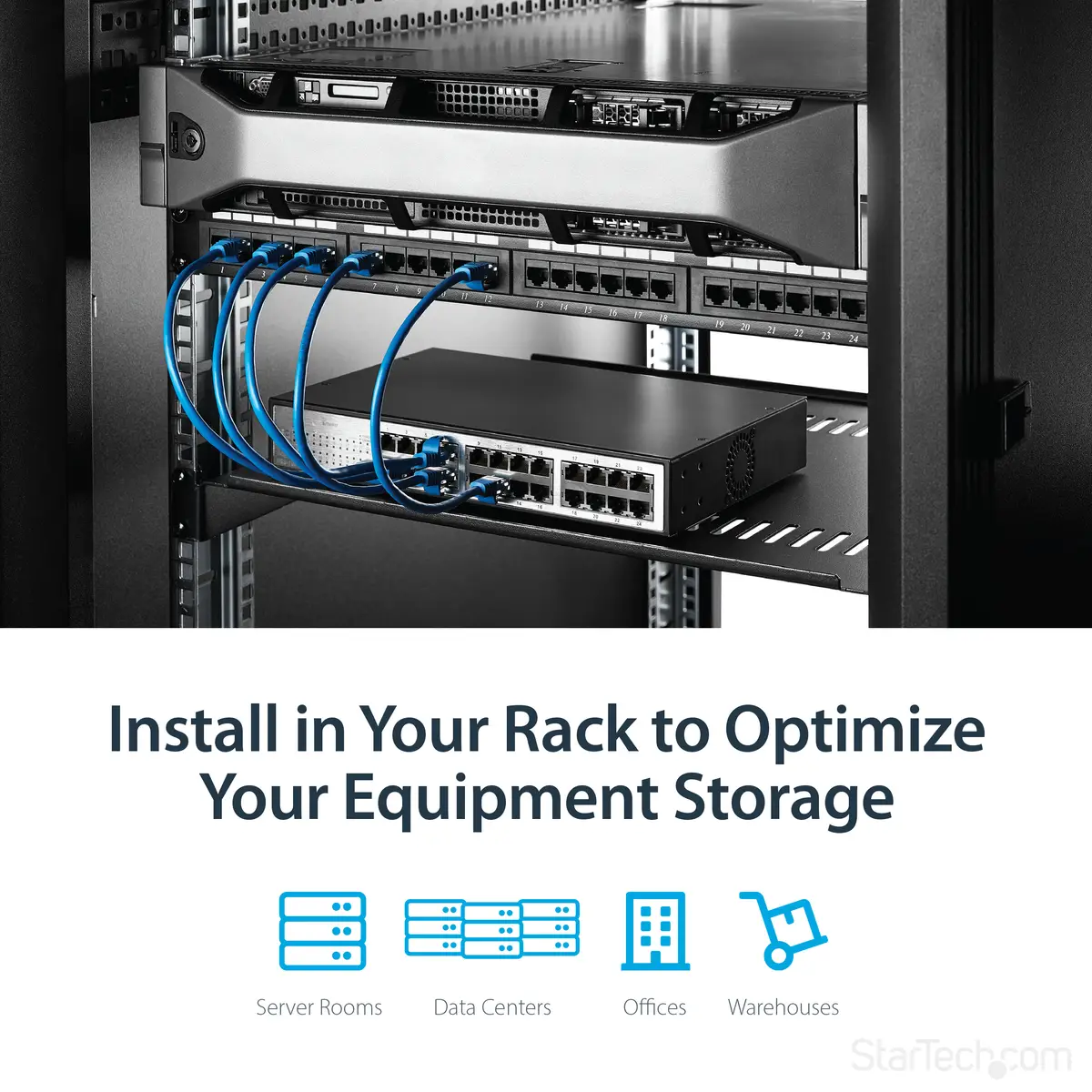 Belüfteter Server Rack Fachboden 1 HE 40,6 cm Tief Stahl
