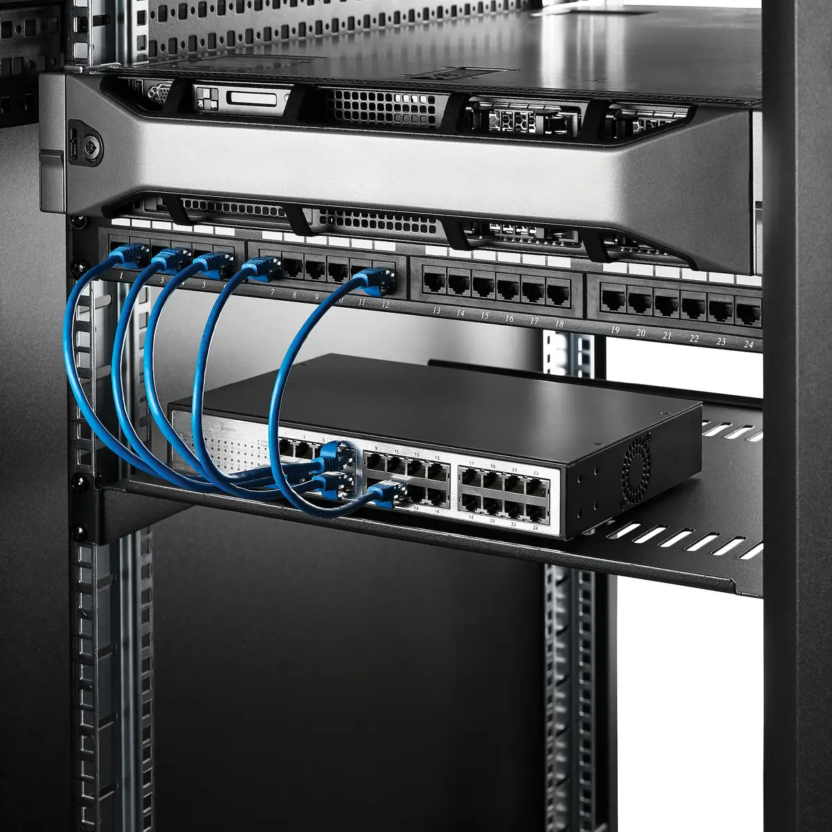 Belüfteter Server Rack Fachboden 1 HE 40,6 cm Tief Stahl