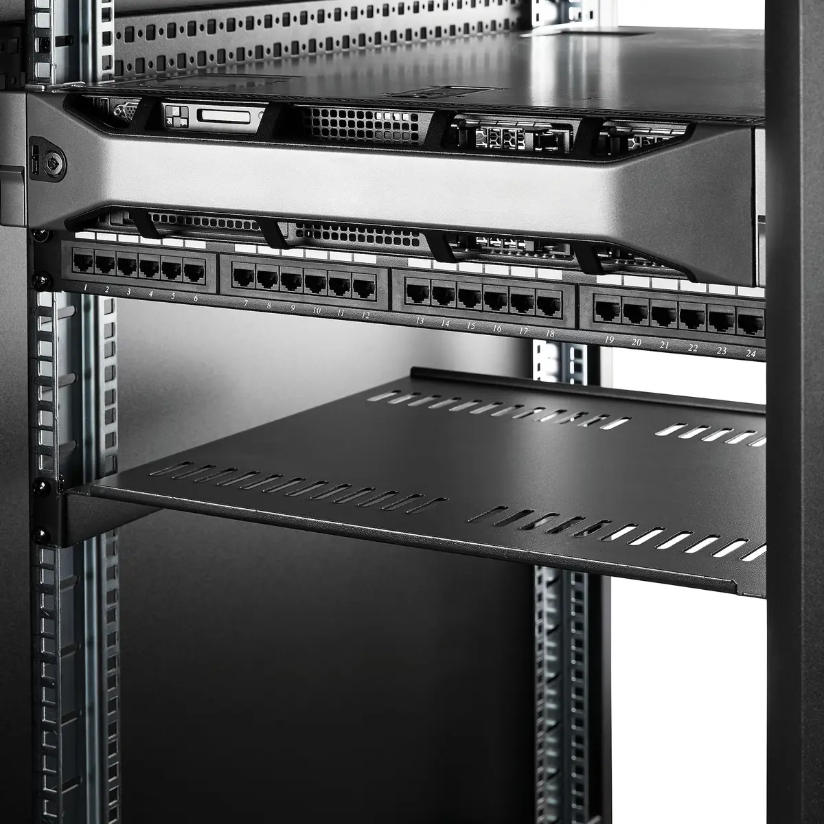 Belüfteter Server Rack Fachboden 1 HE 40,6 cm Tief Stahl