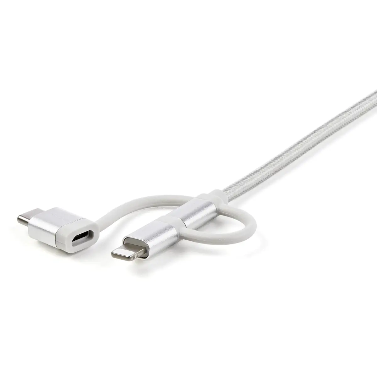 3-in-1 USB Ladekabel Lighting/USB-C/Micro-USB Silber 1m