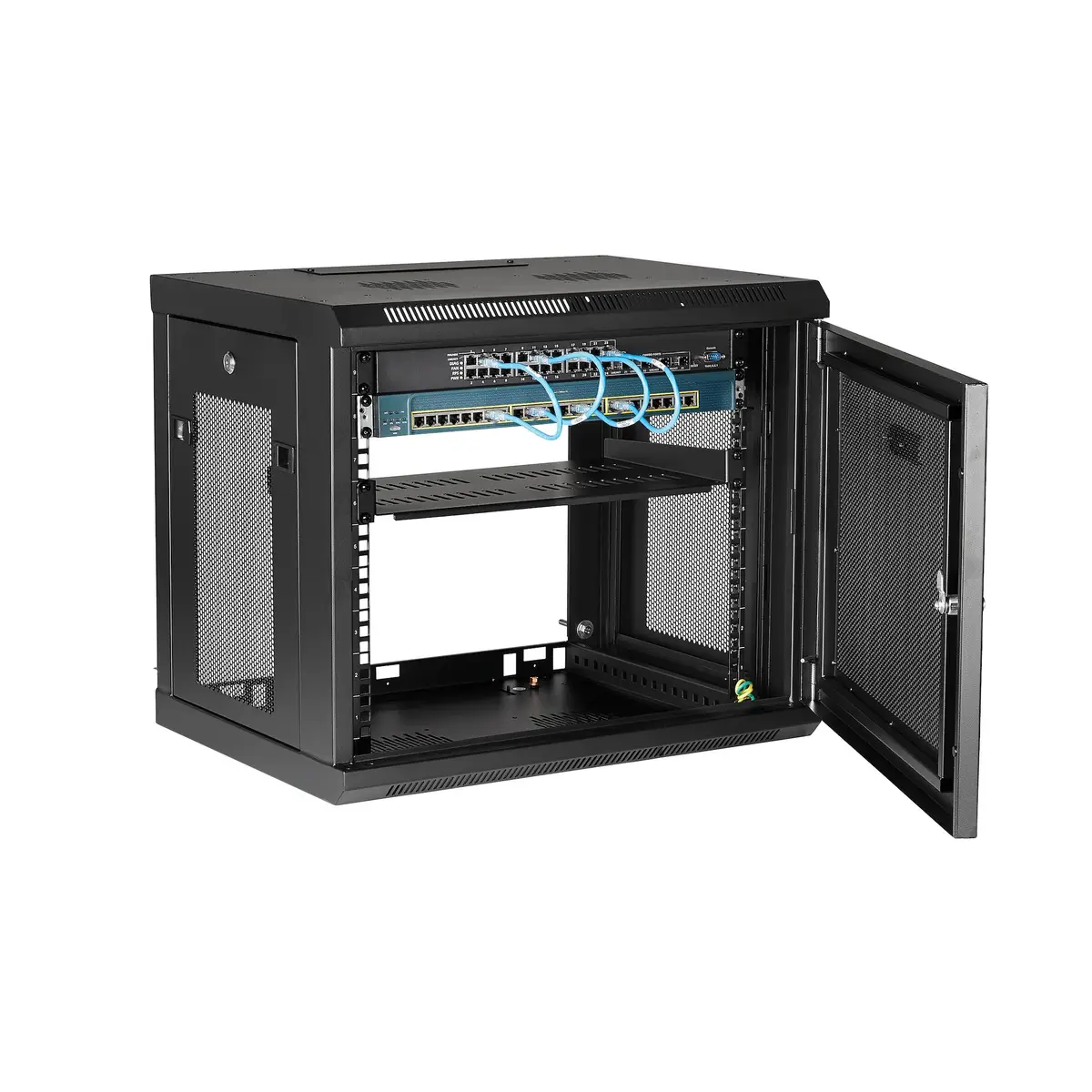 RK9WALM Serverschrank 9HE zur Wandmontage mit Scharnier 38cm tief