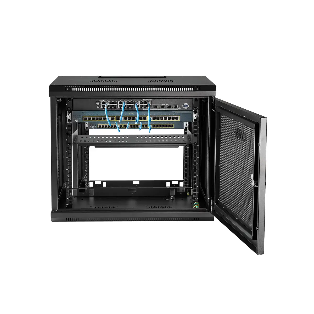 RK9WALM Serverschrank 9HE zur Wandmontage mit Scharnier 38cm tief