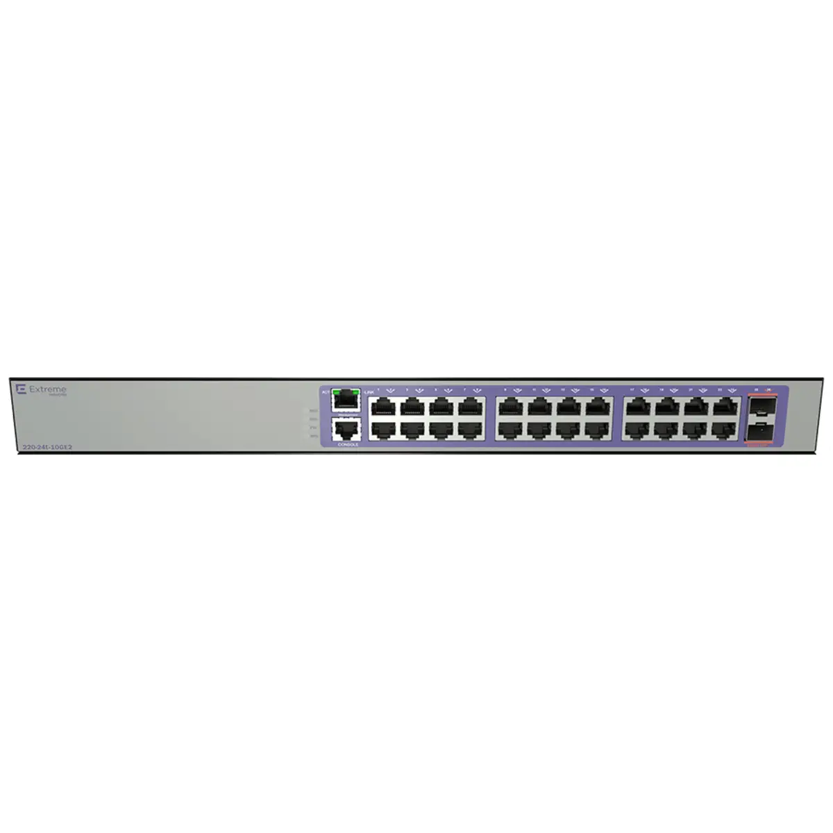 220-Series 24 port 10/100/1000BASE-T 2 10GbE unpopulated SFP+ ports 1 Fixed AC PSU 1 RPS port L2 Switching with RIP and Static Routes 1 country-specific power cord