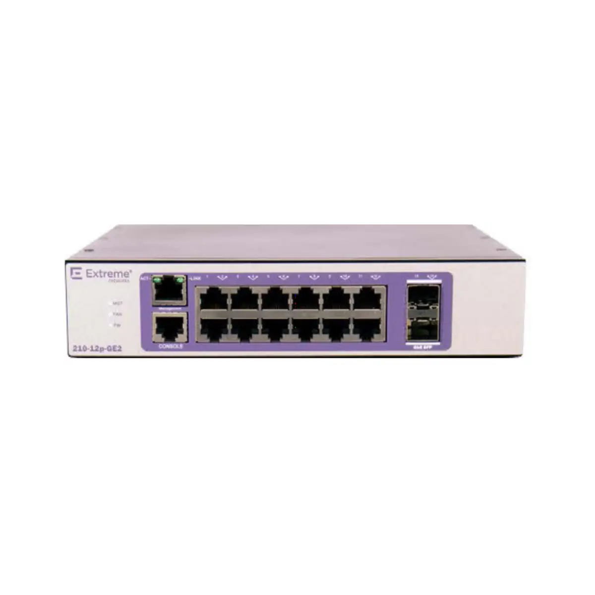 210-Series 12 port 10/100/1000BASE-T PoE+ 2 1GbE unpopulated SFP ports 1 Fixed AC PSU L2 Switching with Static Routes 1 country-specific power cord