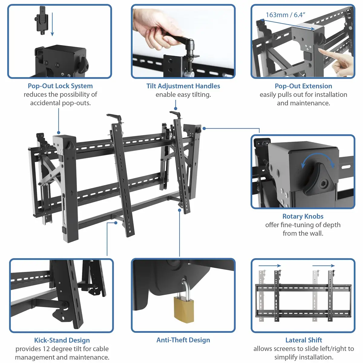 Monitor Wandhalterung Anti-Theft für 114,3-117,8cm (45-70'') max. Traglast 70kg