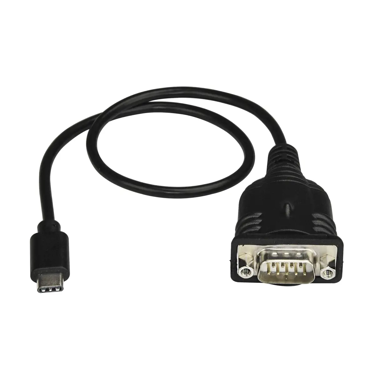 USB-C auf Seriell Adapter mit COM Retention USB-C/DB-9 Stecker/Stecker Schwarz 0,4m