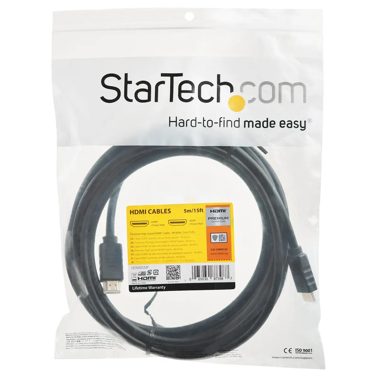 HDMI Kabel mit Ethernet HDMI/HDMI Stecker/Stecker Schwarz 5m