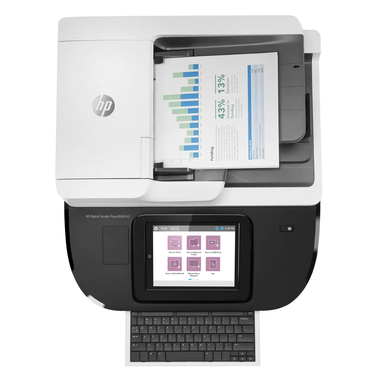 Digital Sender Flow 8500fn2 Dokumentenscanner 600dpi bis zu 92 Seiten/Min. (einfarbig) / bis zu 92 Seiten/Min. (Farbe) 150