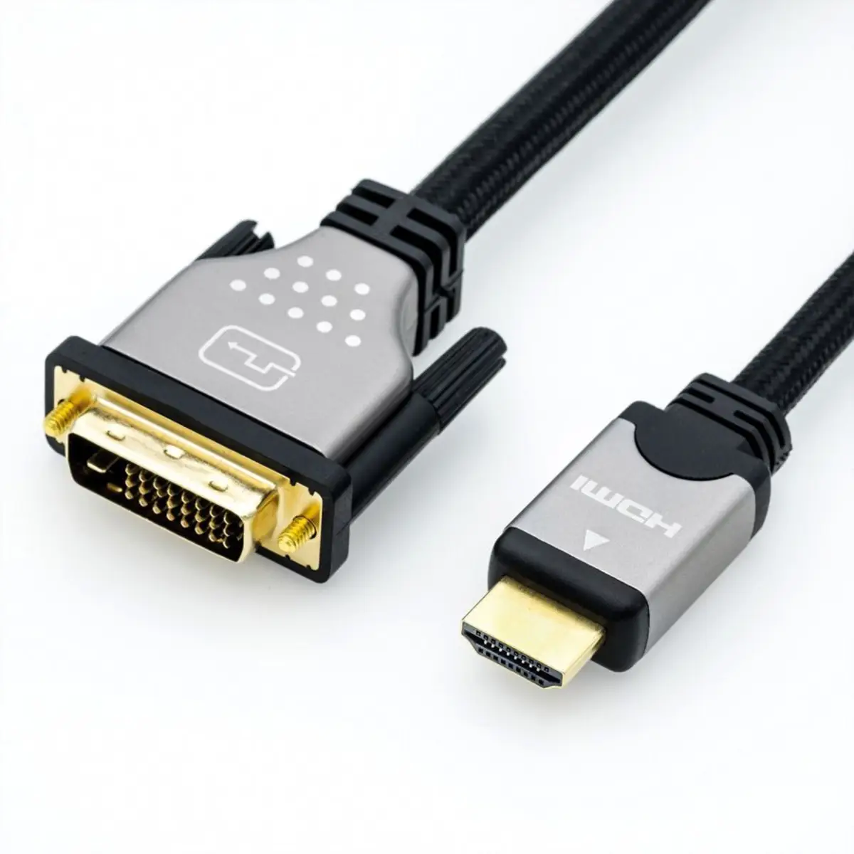 Monitorkabel DVI/HDMI Stecker/Stecker schwarz/silber 2m