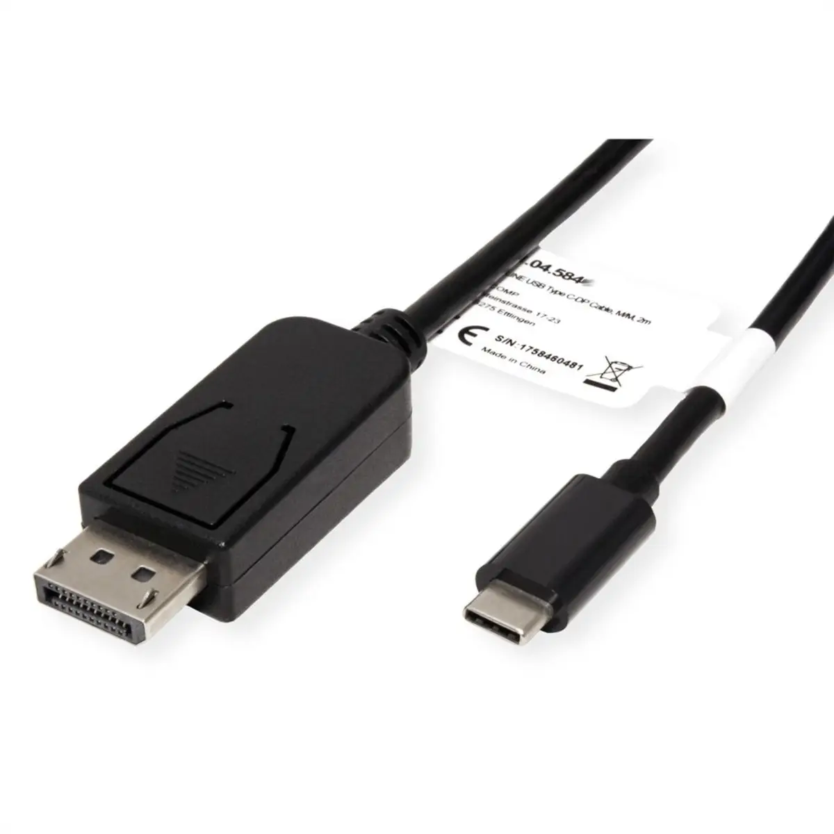 USB-C auf DisplayPort 1.2 Adapterkabel Stecker/Stecker Schwarz 1m