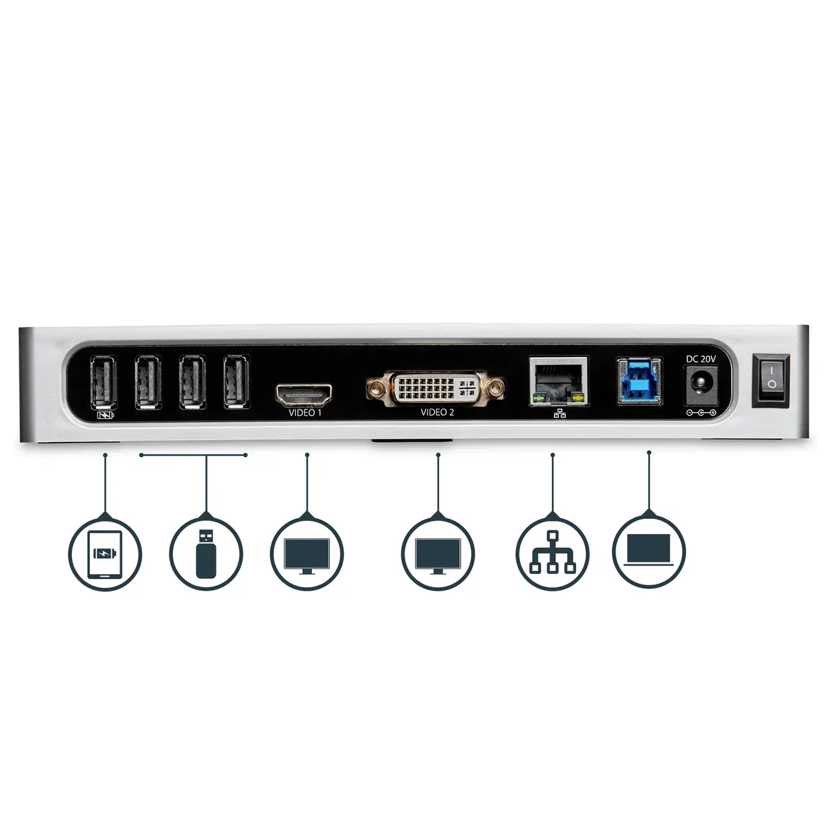 Dual Monitor USB 3.0 Dockingstation 6xUSB 3.0/DVI/HDMI/GigE
