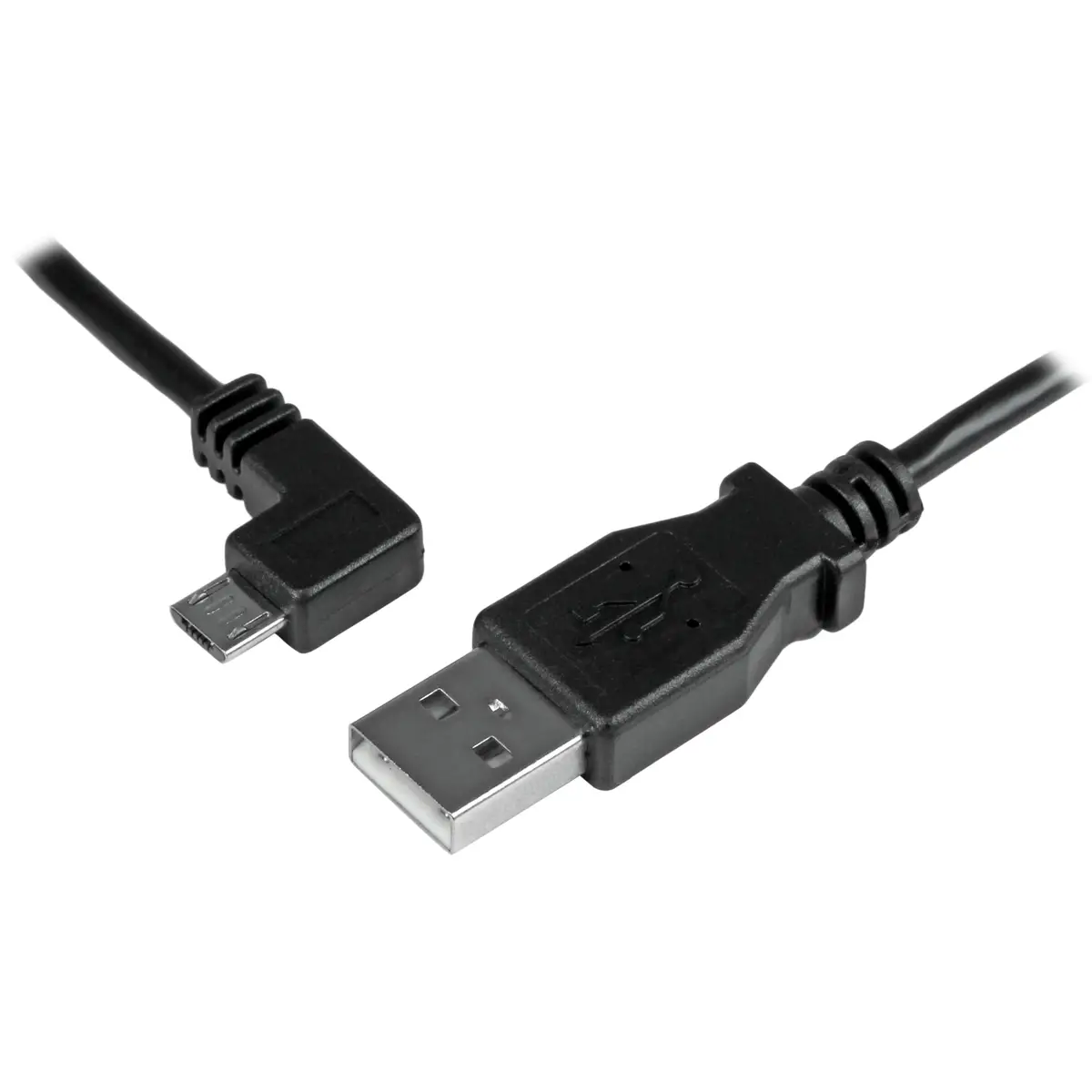 USB Kabel linksgewinkelt Micro-USB/USB-A Männlich/Männlich Schwarz 0,5m