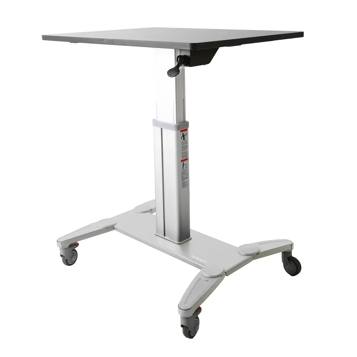 mobiler Sitz-/Steh-Arbeitsplatz mit 80cm Arbeitsfläche schwarz/silber