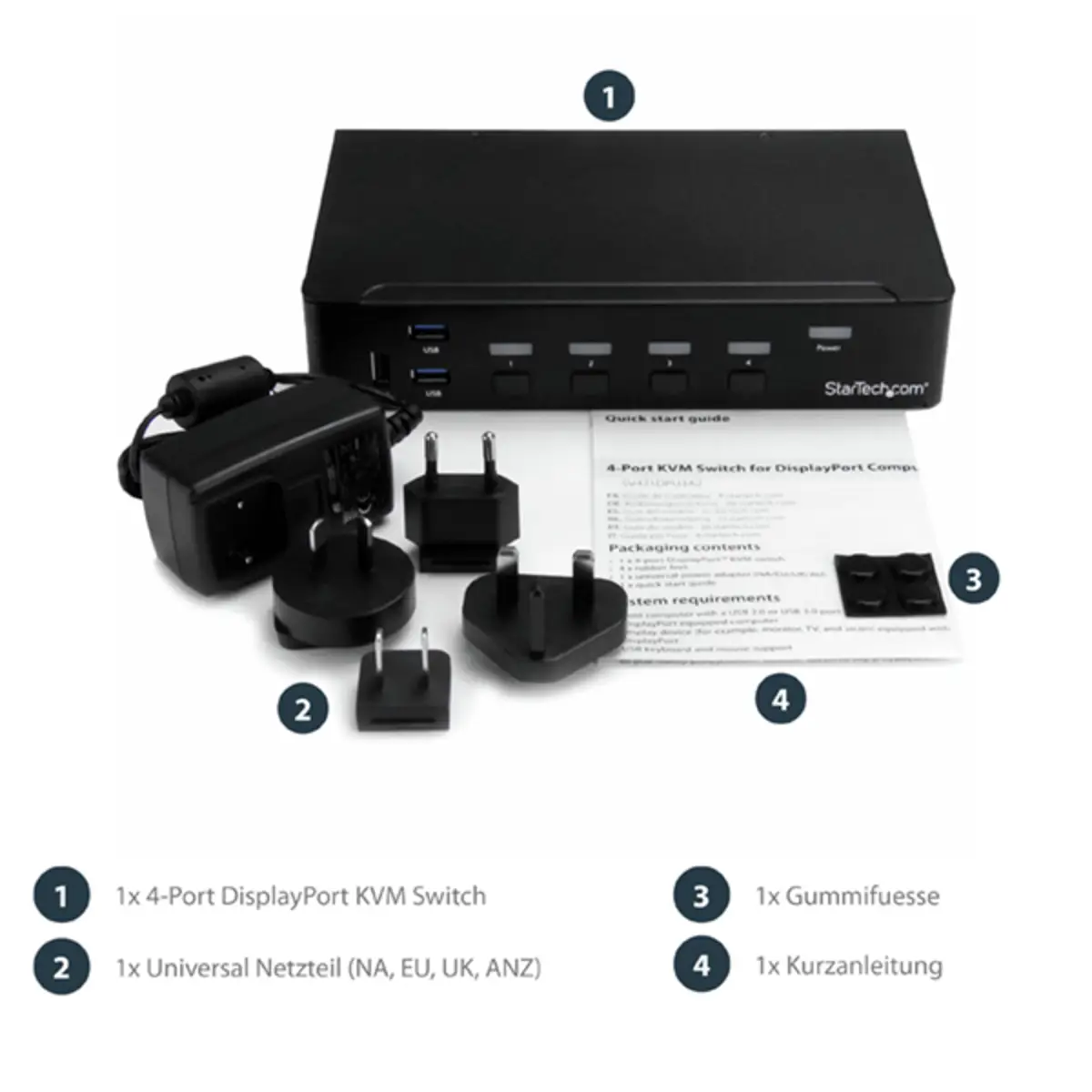 4 Port KVM Switch DisplayPort 4K 60Hz