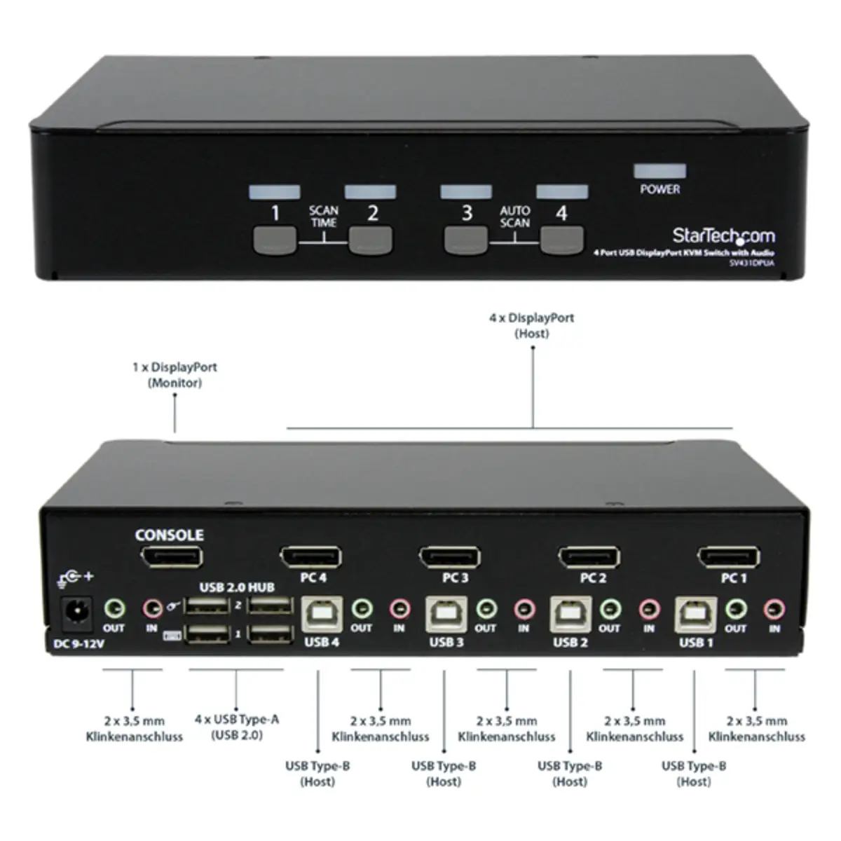 4 Port KVM Switch DisplayPort 4K 60Hz