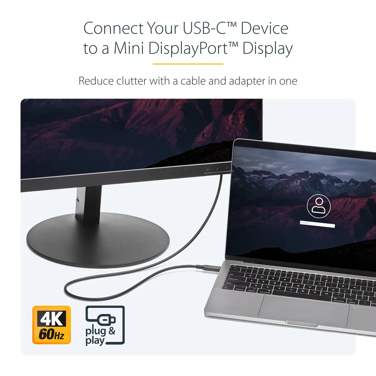 USB-C auf Mini DisplayPort Adapterkabel Stecker/Stecker Schwarz 1,8m