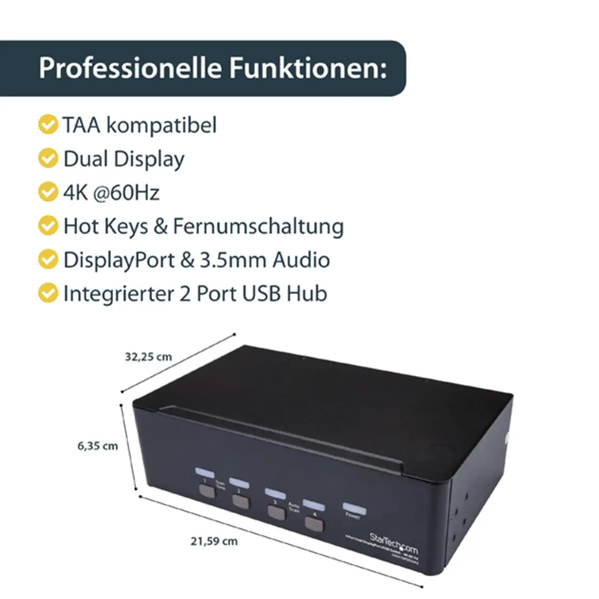 4 Port Dual DisplayPort KVM Switch