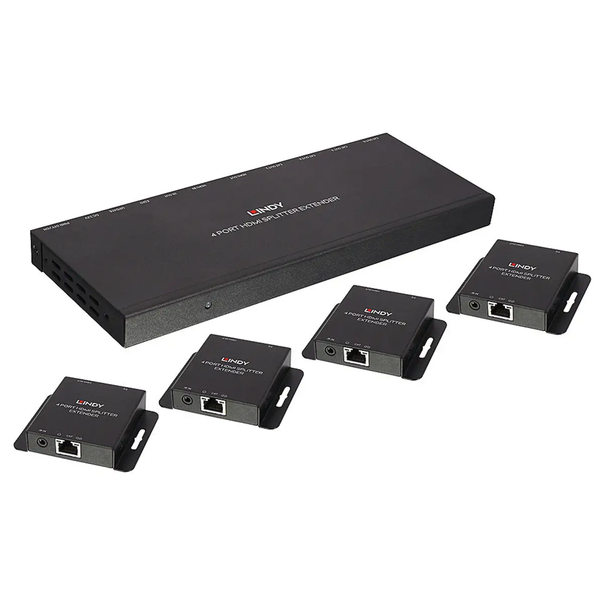 Cat.6 4 Port HDMI & IR Splitter Extender inklusive Loop Out Schwarz