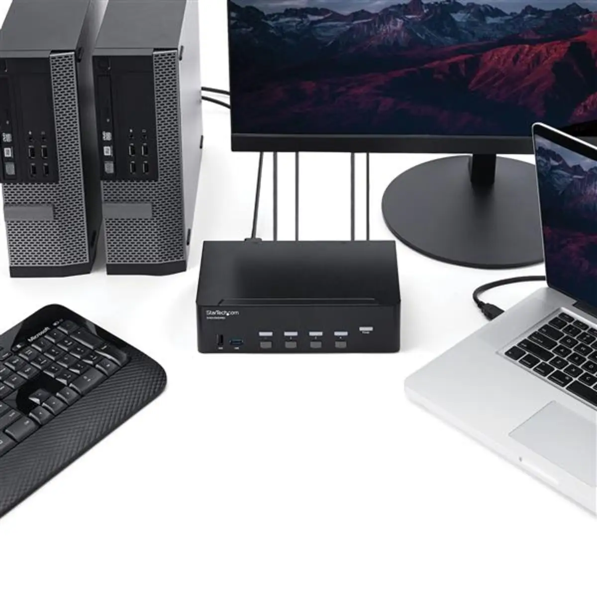 4 Port KVM Switch HDMI 4K 30Hz zwei Displays