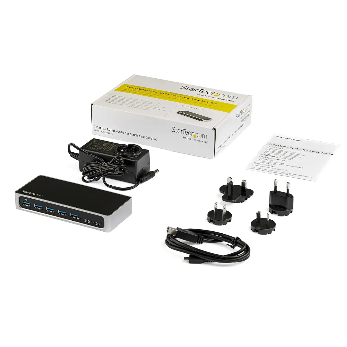7 Port USB-C Hub 5xUSB-A/2x USB Type-C Schwarz