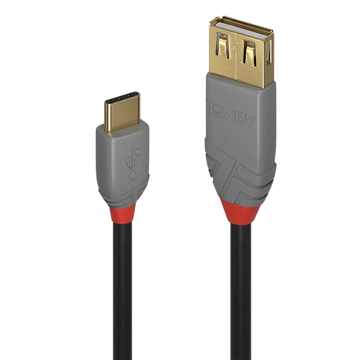 Anthra Line USB 2.0 Adapterkabel USB A/USB C Buchse/Stecker Schwarz 0,15m
