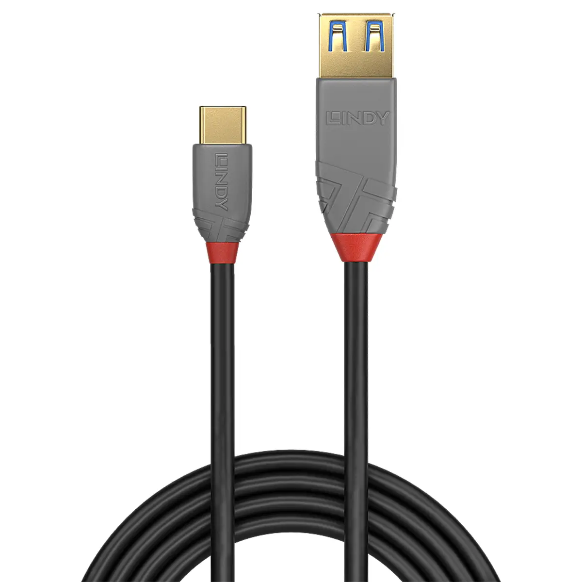 Anthra Line USB 3.1 Adapterkabel Typ C/Typ A Stecker/Buchse Schwarz 0,15m