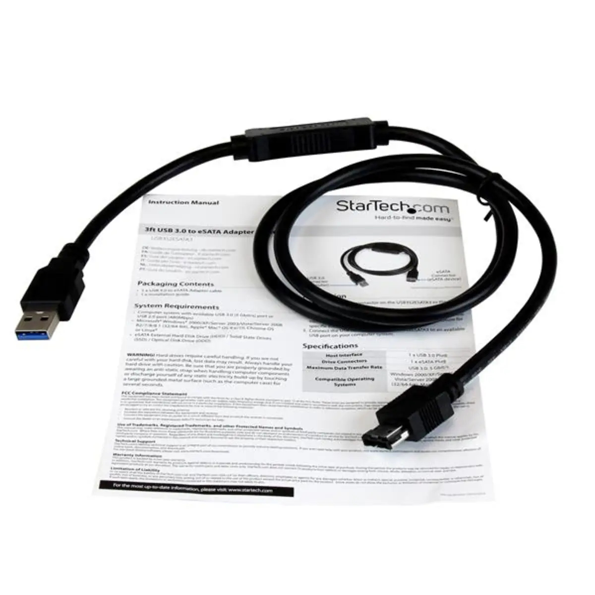 USB Kabel USB-3.0/eSATA Männlich/Männlich Schwarz 0,9m