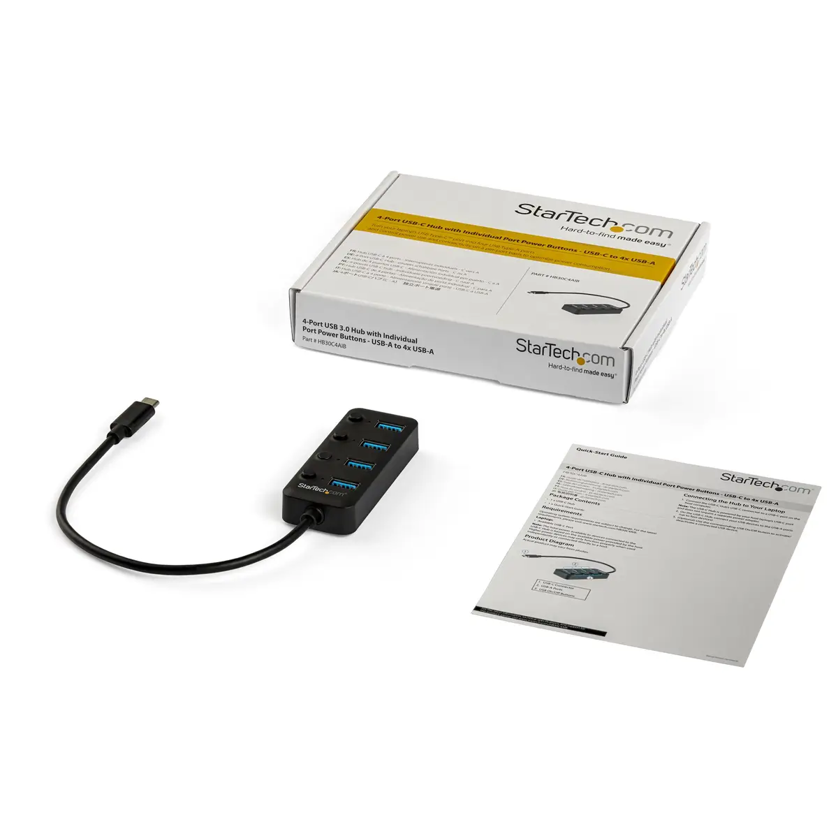4 Port USB-C Hub - 4x USB-A mit individuellen An/Aus-Schaltern
