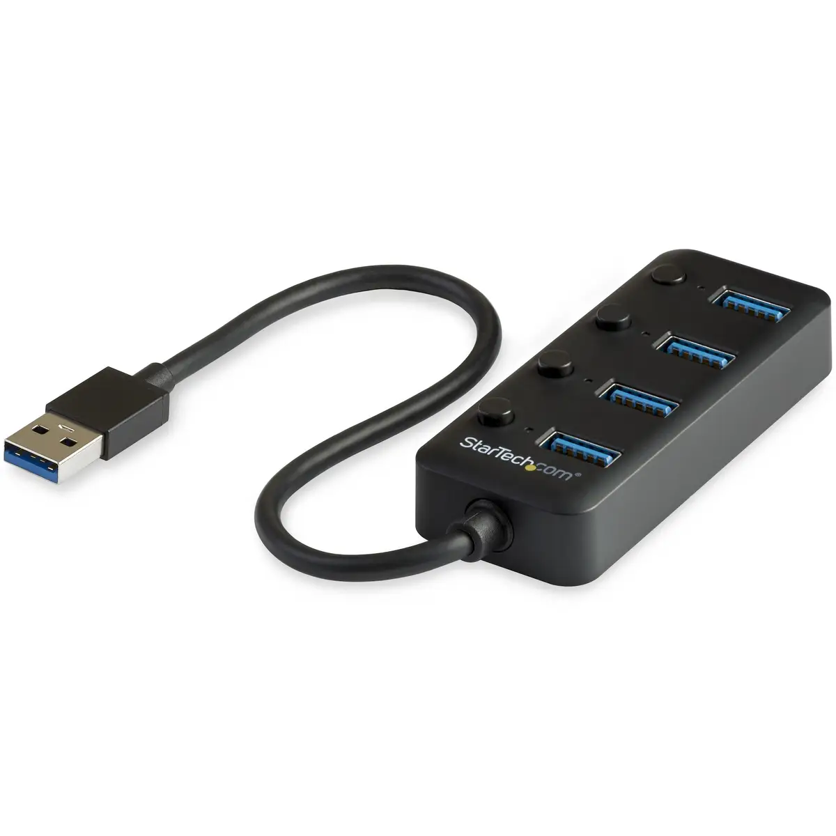 4 Port USB Hub mit individuellen An/Aus-Schalter USB-A/4xUSB-A Schwarz