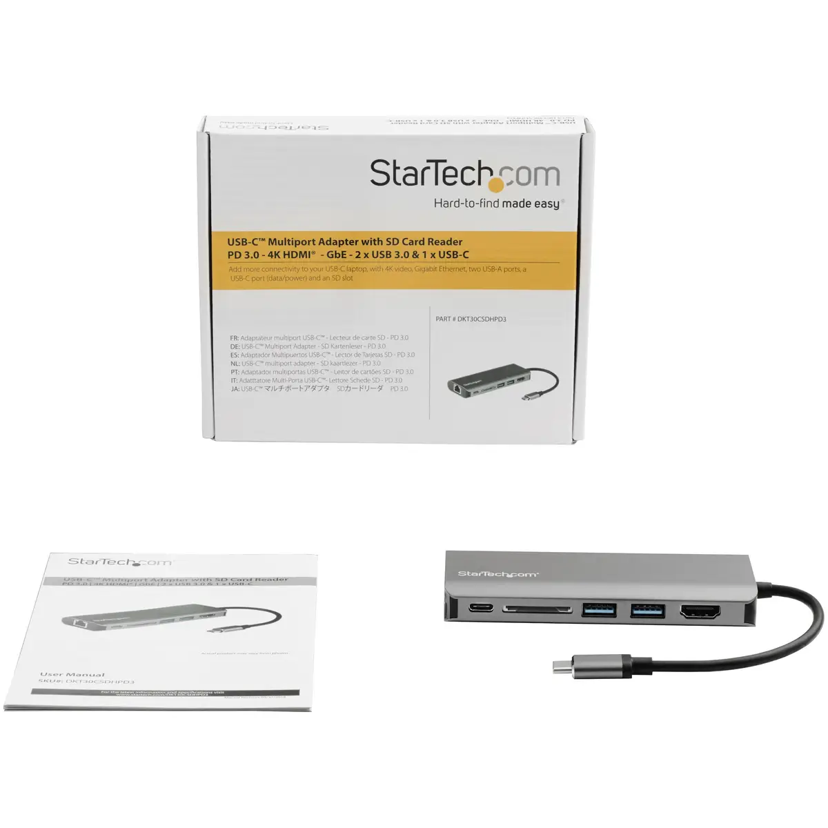 USB-C Multiport Adapter mit HDMI SD Kartenleser 2xUSB-A/USB-C/GigE