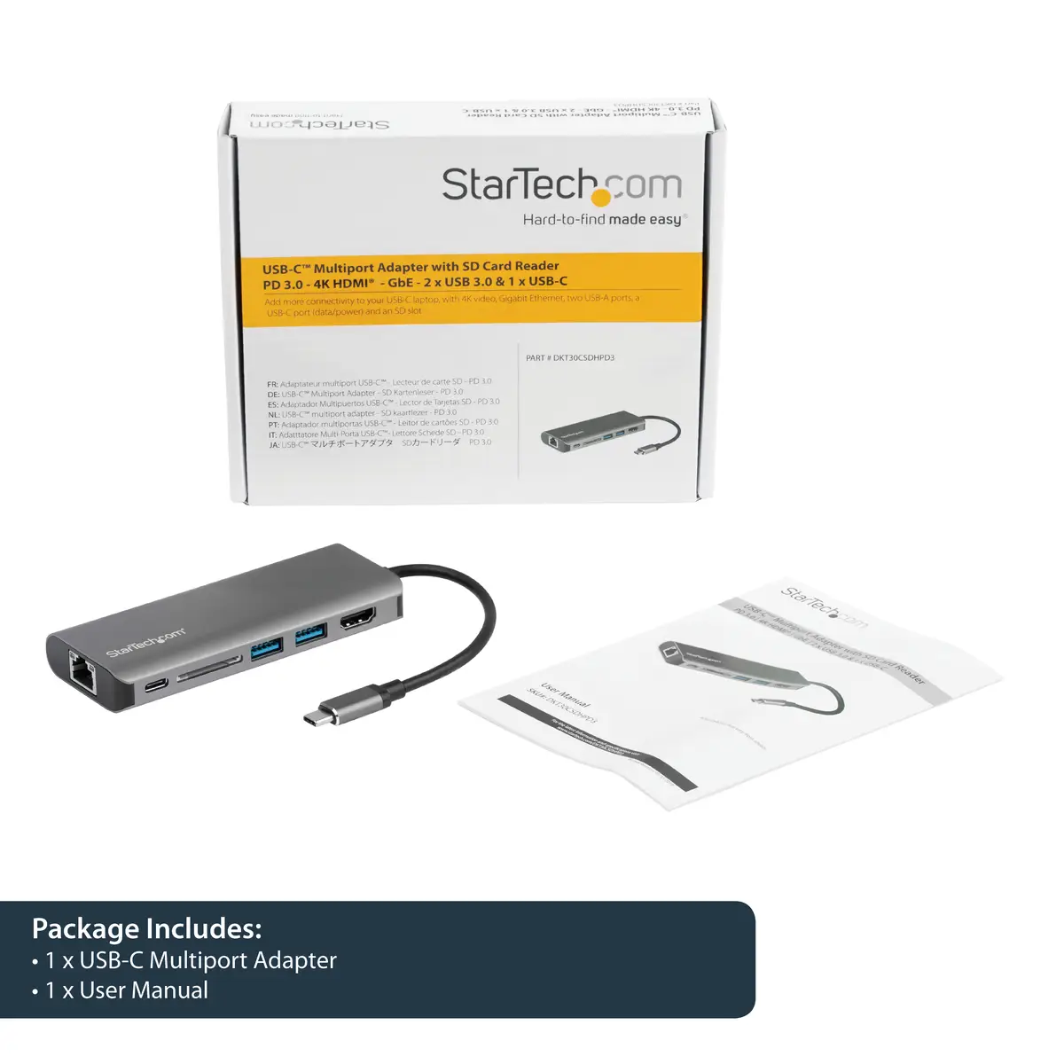 USB-C Multiport Adapter mit HDMI SD Kartenleser 2xUSB-A/USB-C/GigE