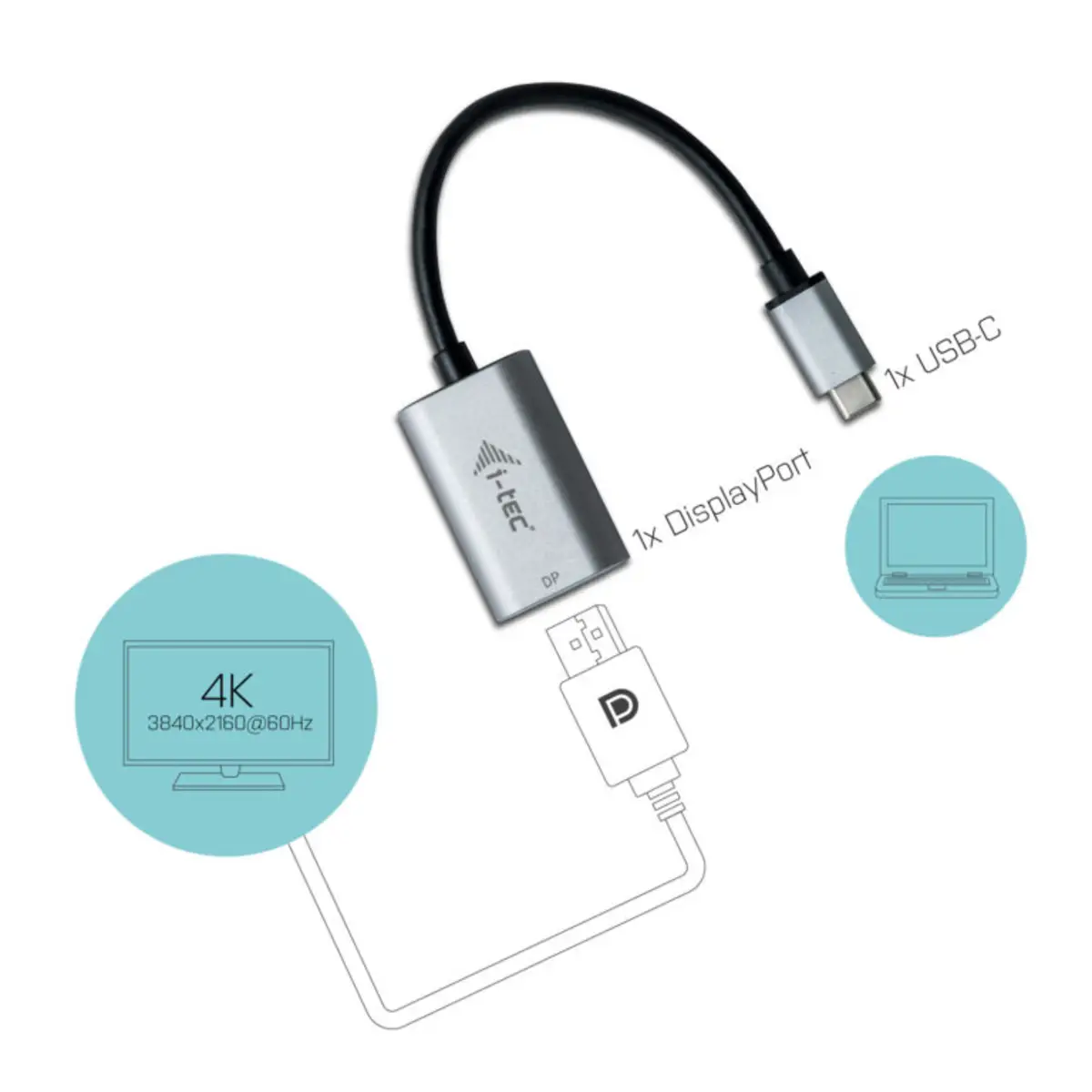 i-tec USB-C auf Display Port Adapter Metal 60Hz