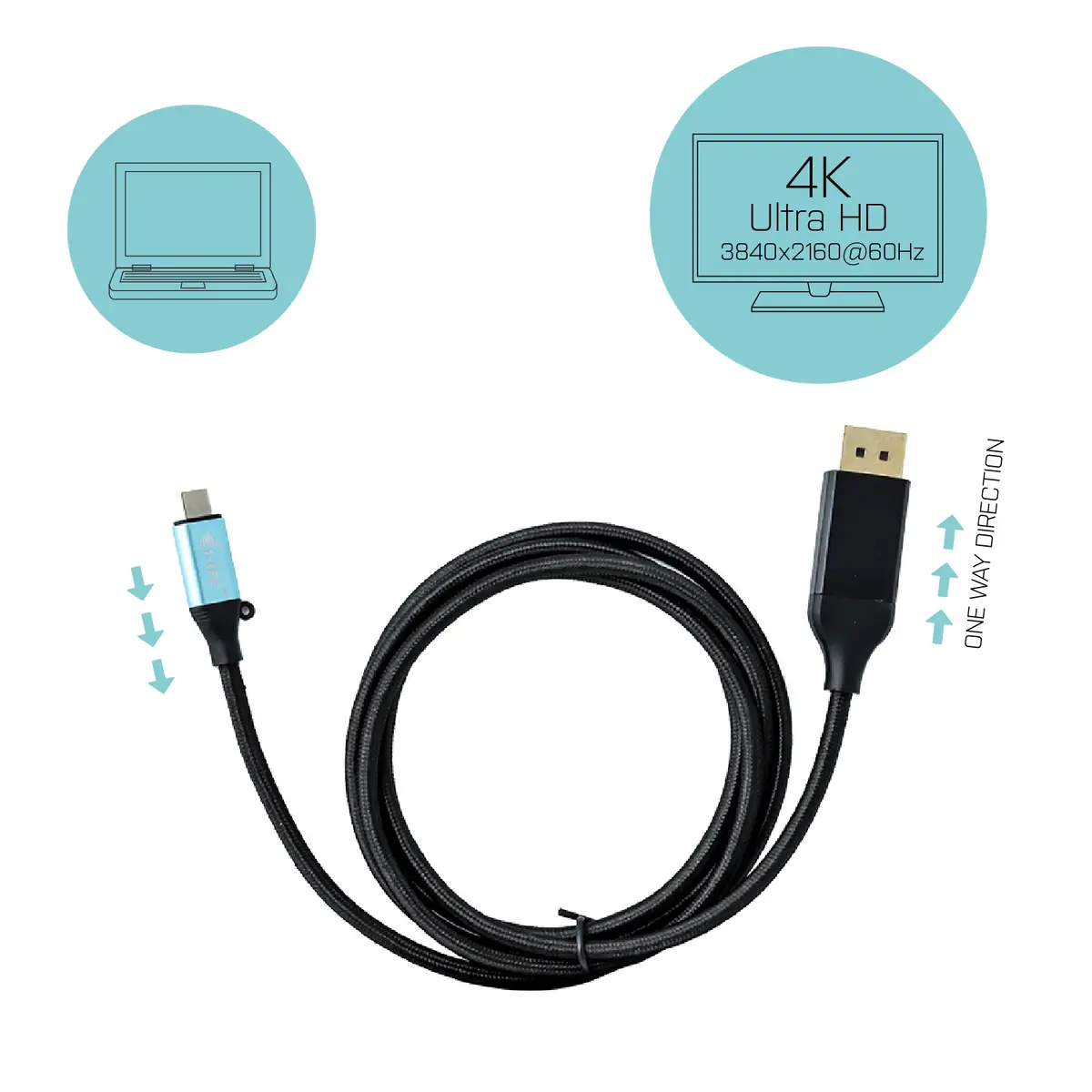 i-tec Adapterkabel USB-C/DisplayPort Stecker/Stecker Schwarz 1,5m