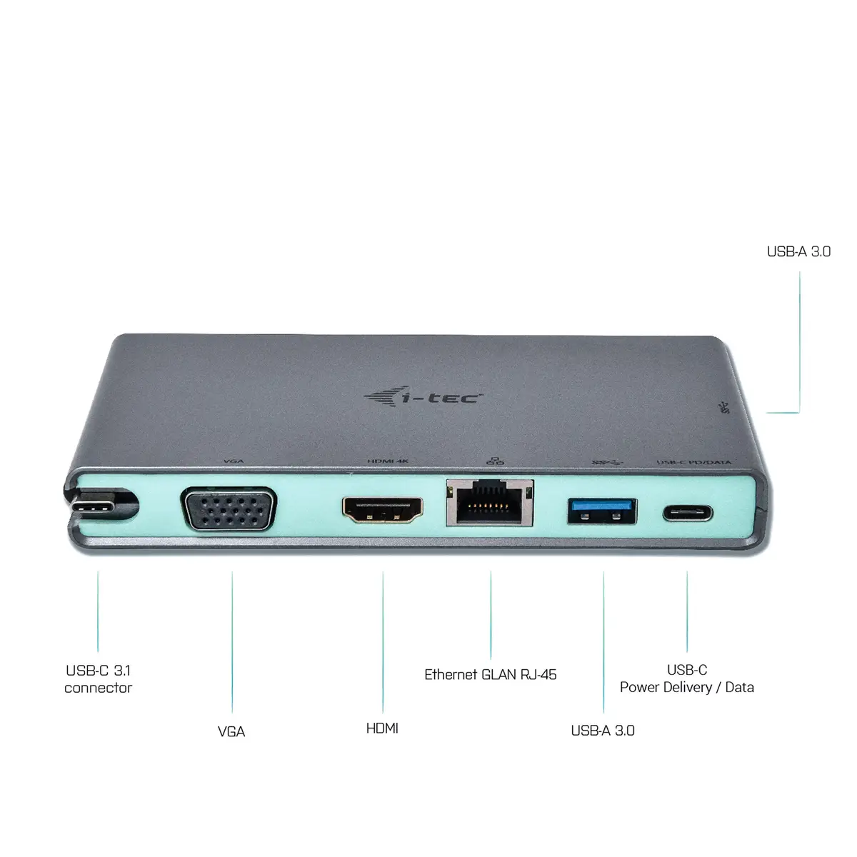 i-tec USB-C Travel Docking Station Multi-function Adapter USB-C VGA HDMI GigE 0,2m