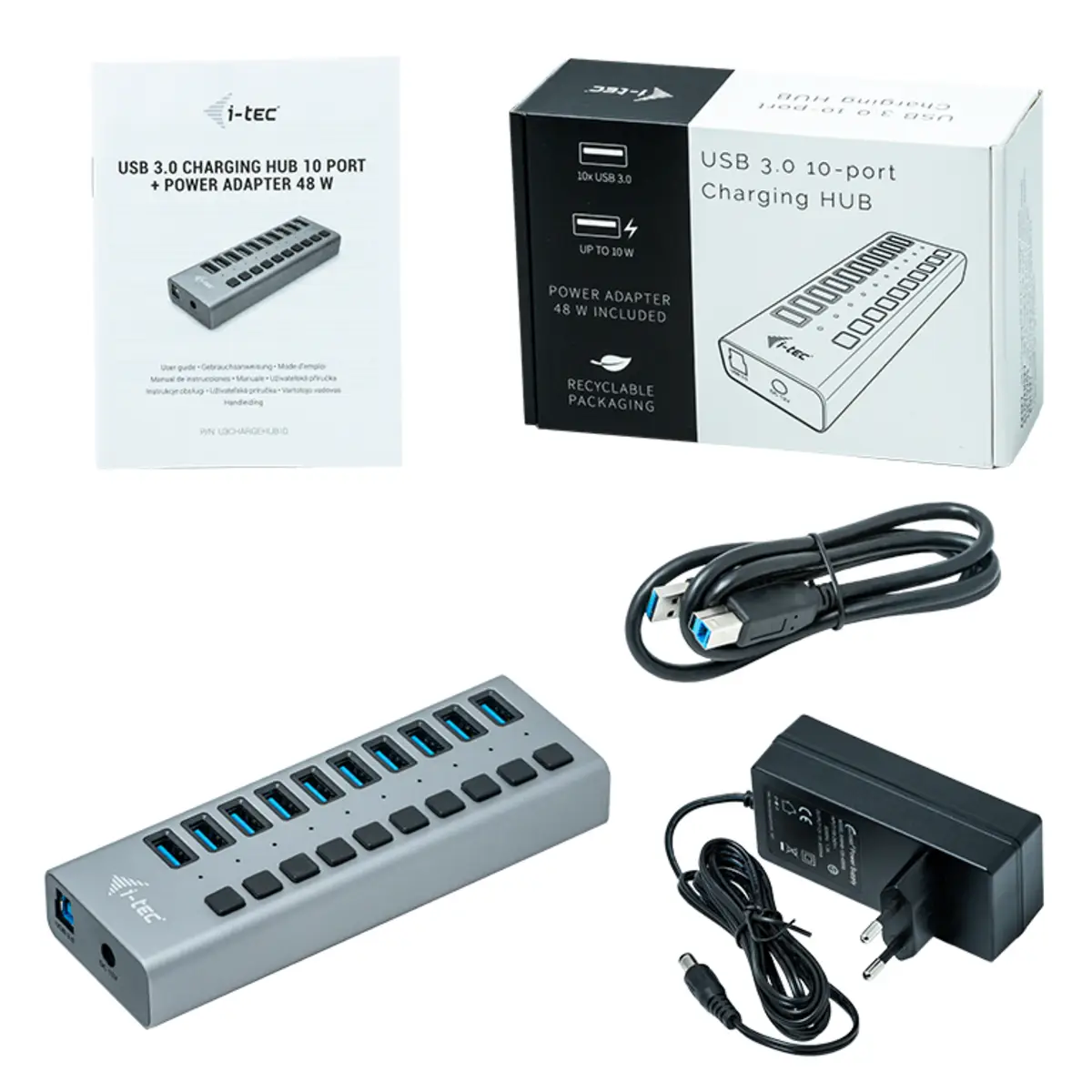 i-tec USB 3.0 Charging HUB 10 Port und Power Adapter 48 W