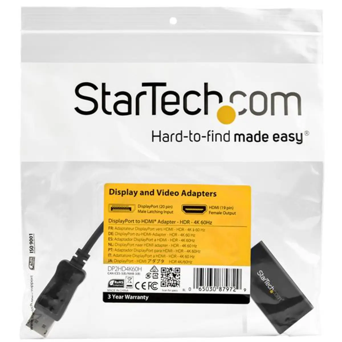 DisplayPort auf HDMI Adapter mit HDR 4K 60 Hz Schwarz