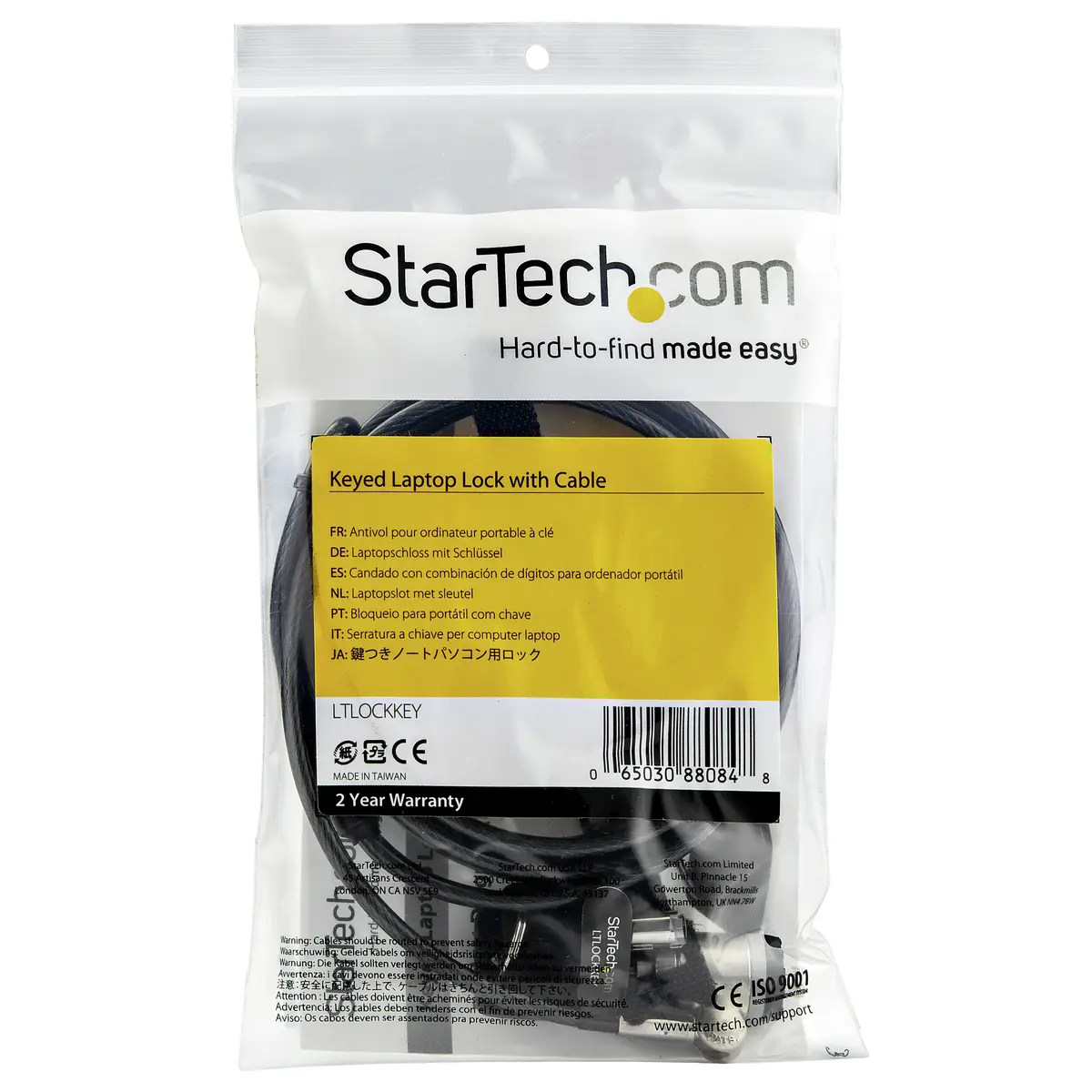 StarTech Laptopschloss 2 m Stahlkabel