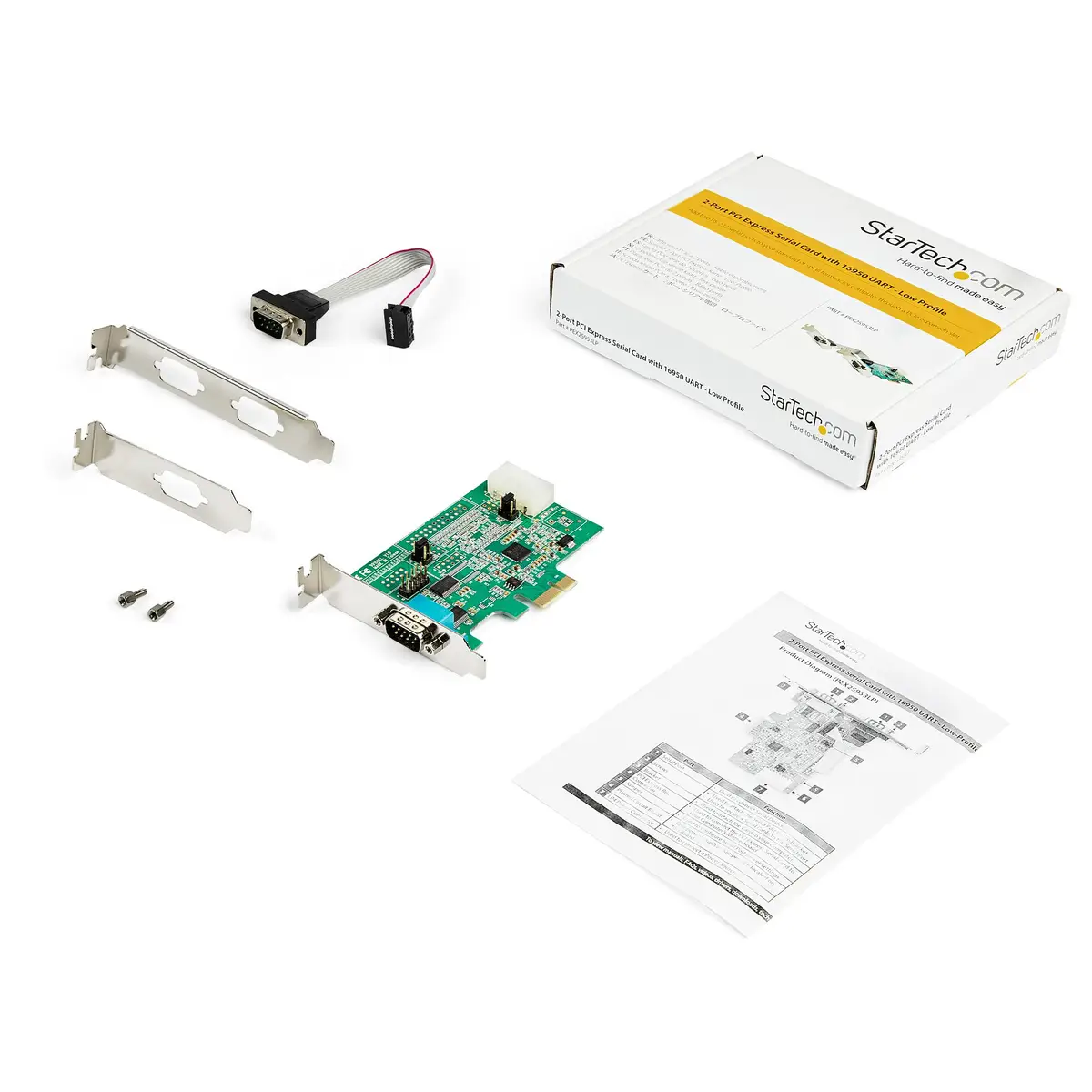 2 Port PCIe serielle Schnittstellenkarte - 16950 UART - 256-Byte-FIFO-Cache