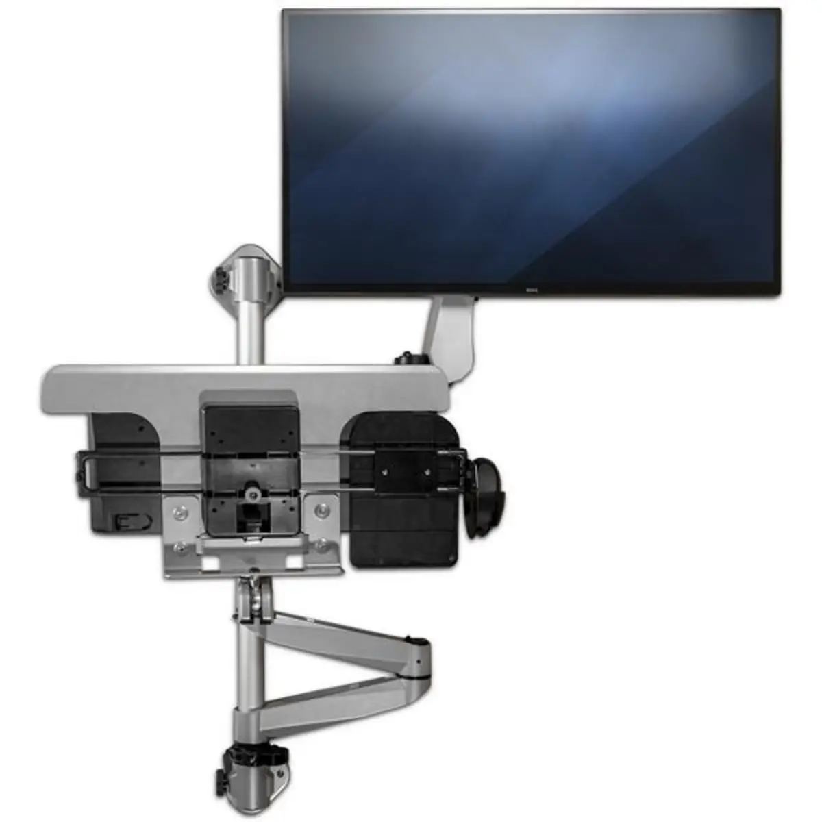 Computerarbeitsplatz zur Wandmontage mit Monitorarm und Tastaturablage