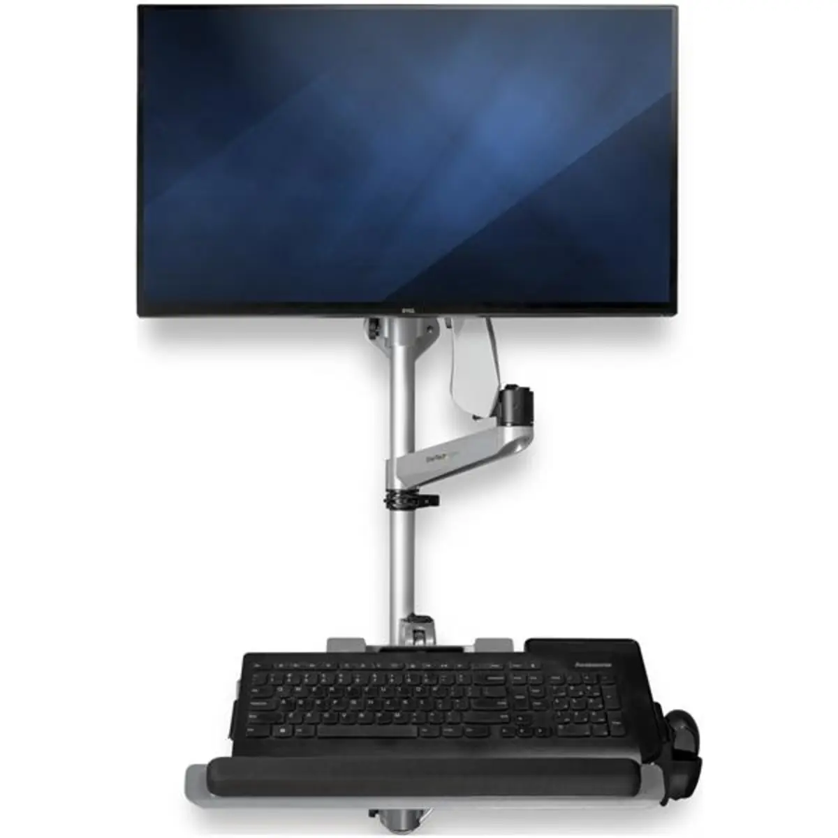 Computerarbeitsplatz zur Wandmontage mit Monitorarm und Tastaturablage