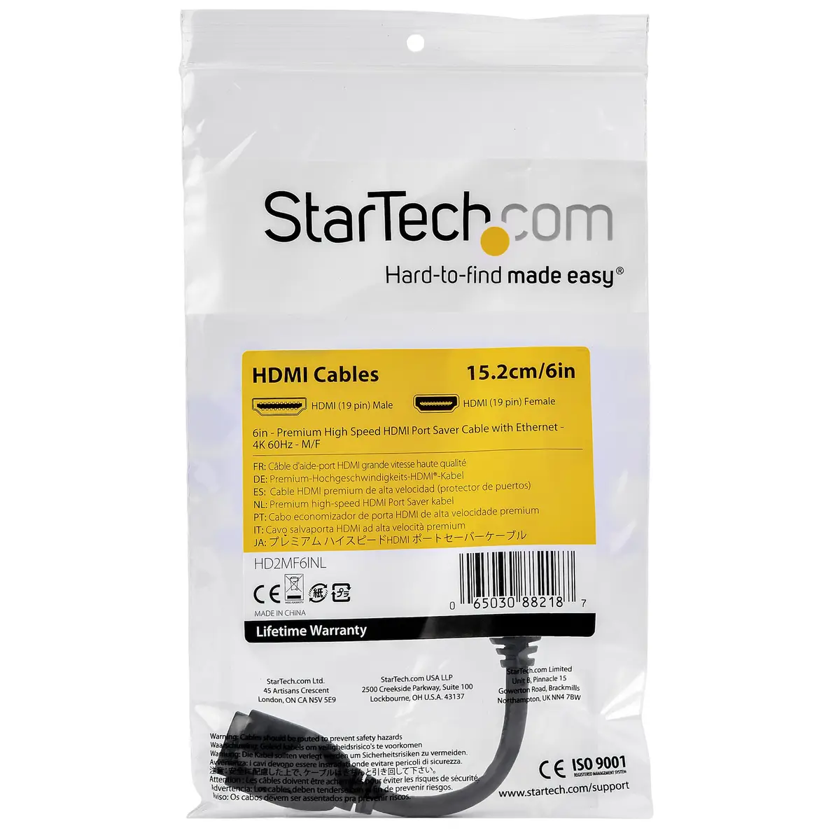 HDMI Verlängerungskabel HDMI/HDMI Stecker/Buchse Schwarz 0,15m