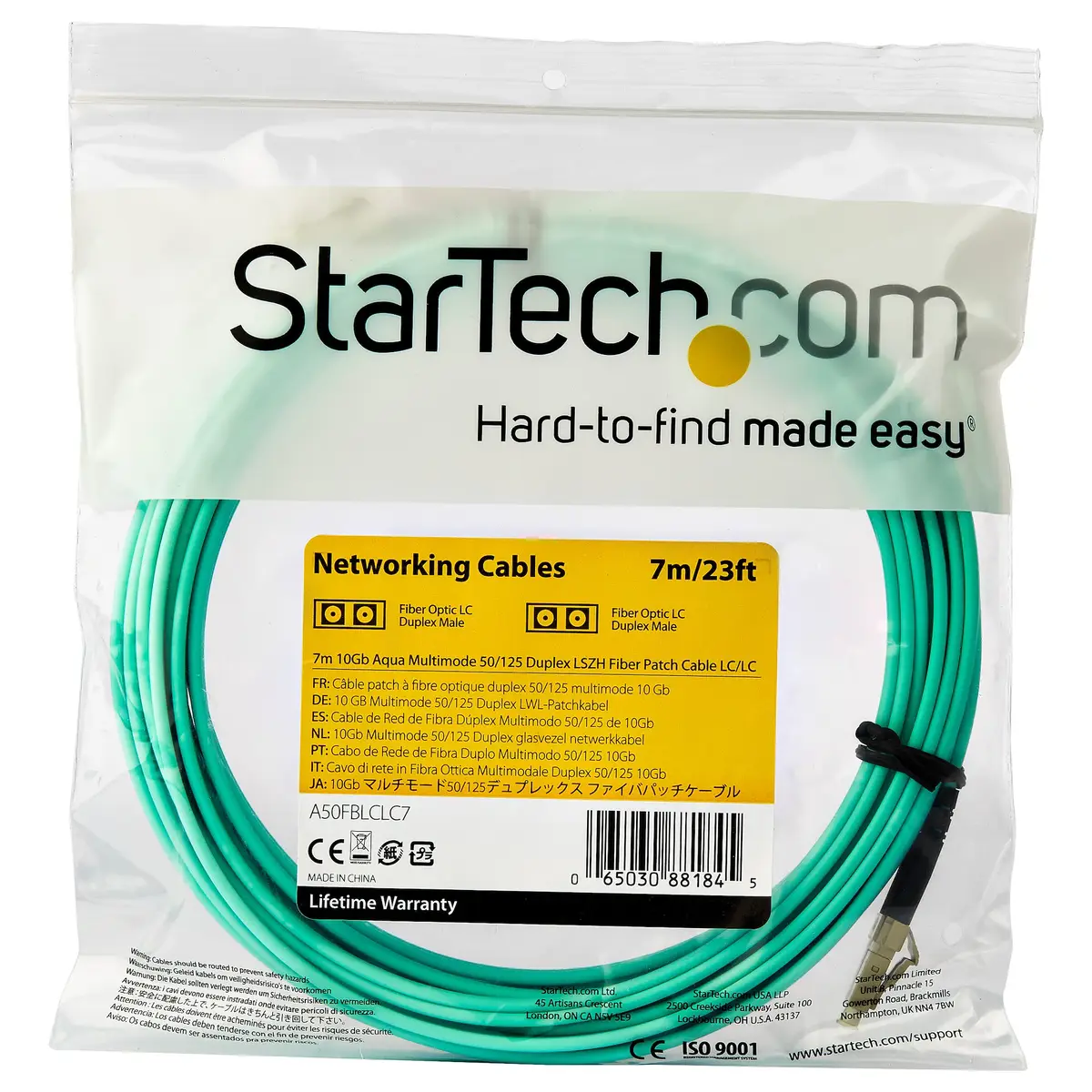 LWL Patchkabel 50/125µm LC/LC Stecker/Stecker Türkis 7m