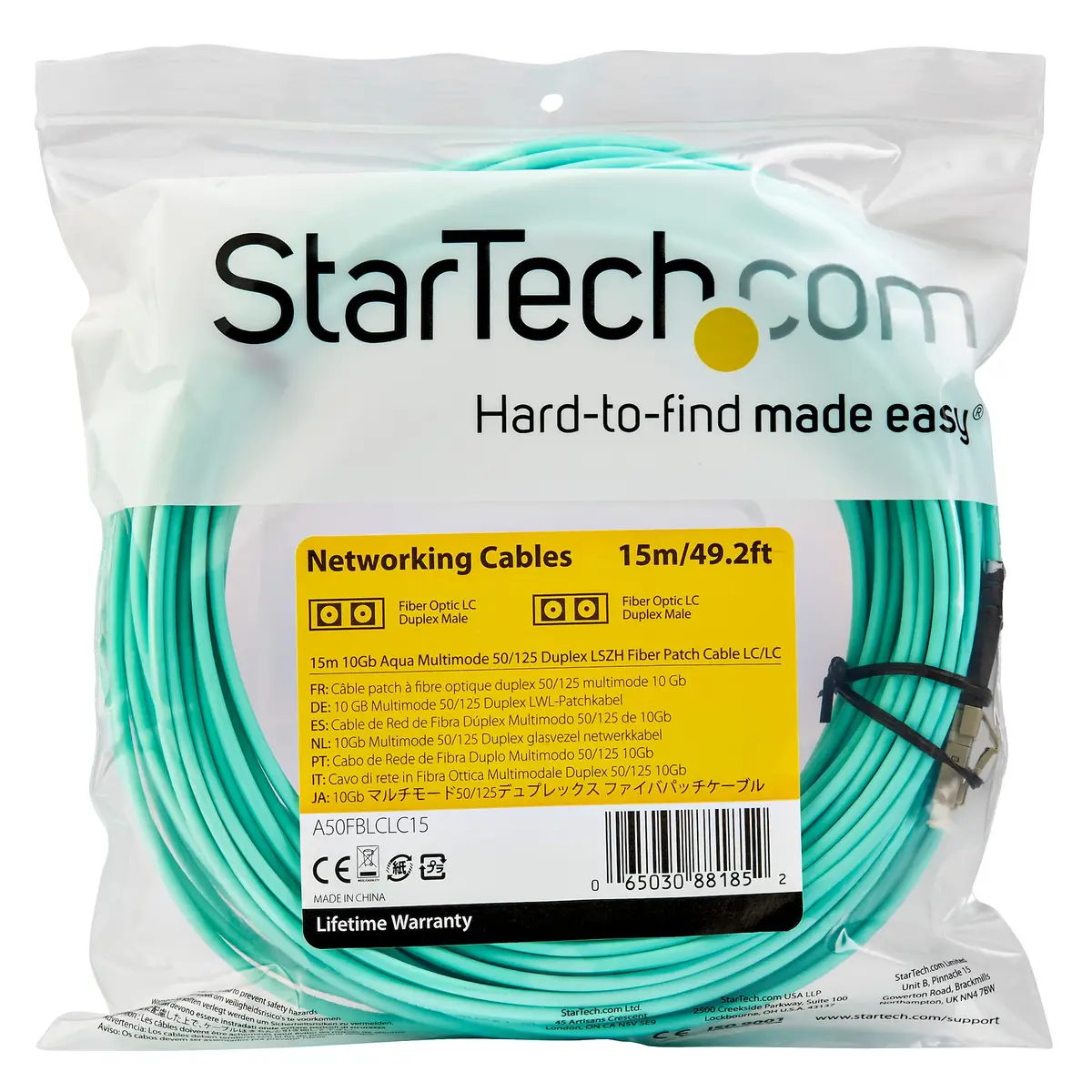 LWL Patchkabel 50/125µm LC/LC Stecker/Stecker Türkis 15m