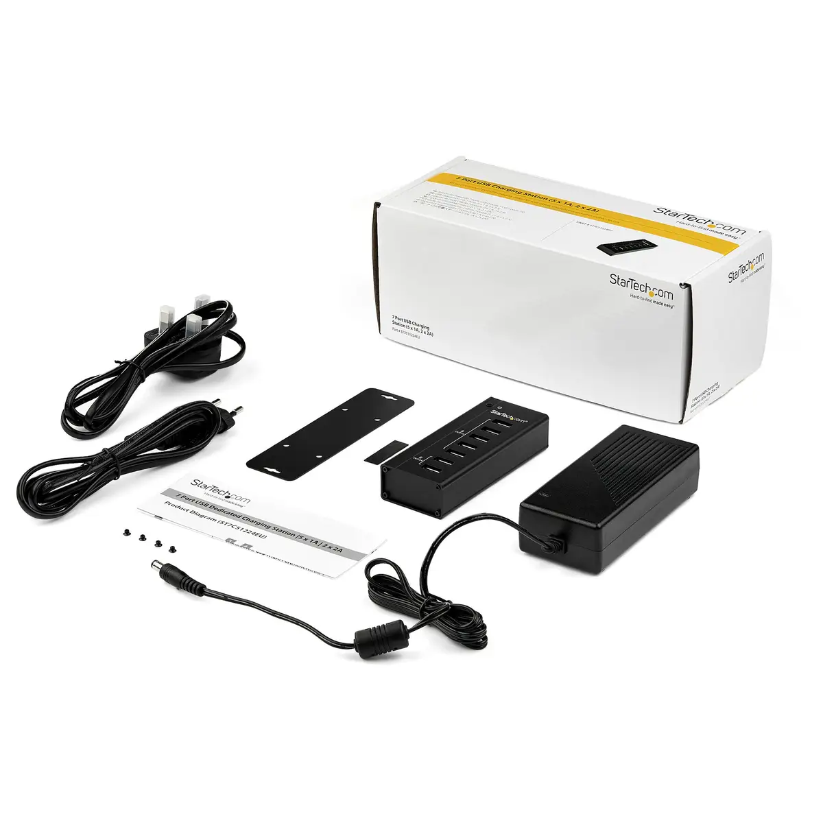 7 Port USB Ladestation Europa Schwarz