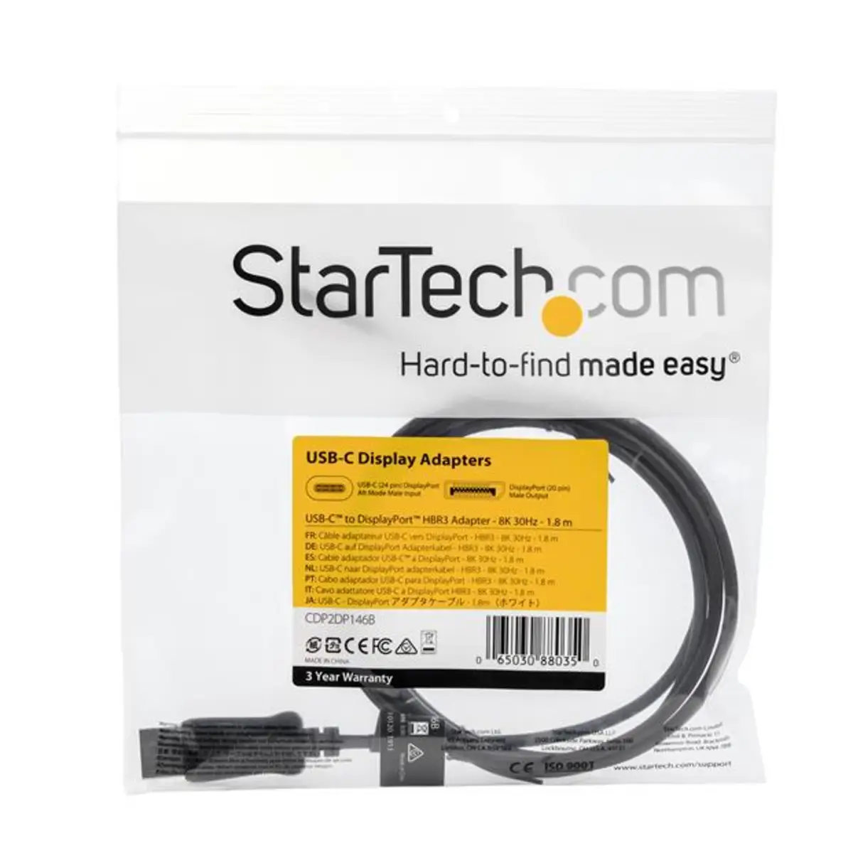 USB-C/DisplayPort Kabel Schwarz 1,8m
