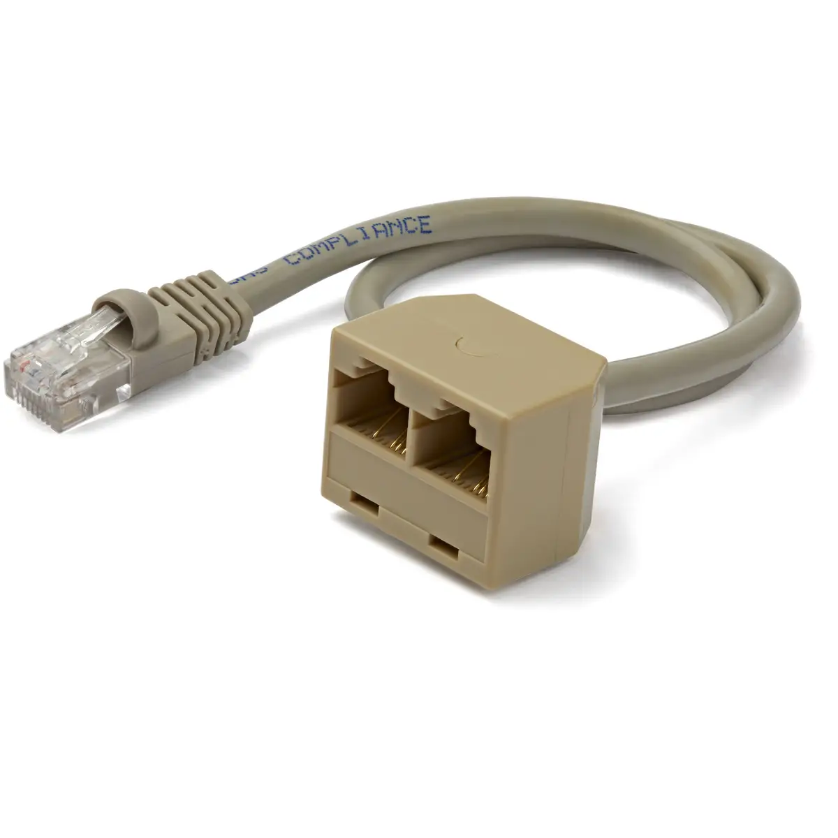 2 auf 1 RJ45 Splitter Kabel Adapter Buchse/Stecker Grau