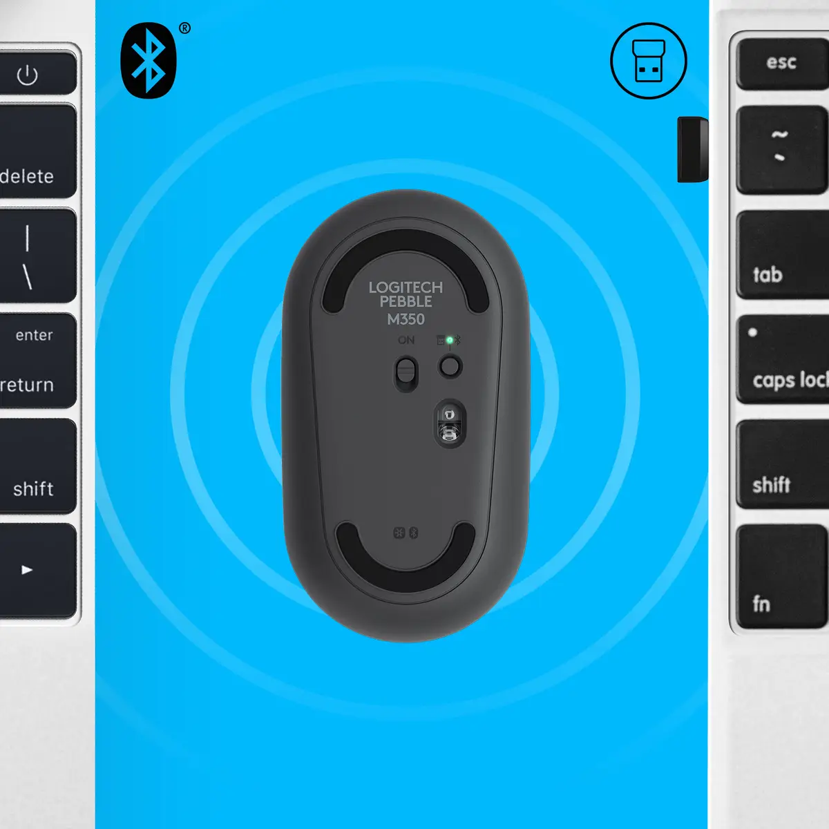 Pebble M350 Wireless Bluetooth Maus Graphit inkl. USB Empfänger