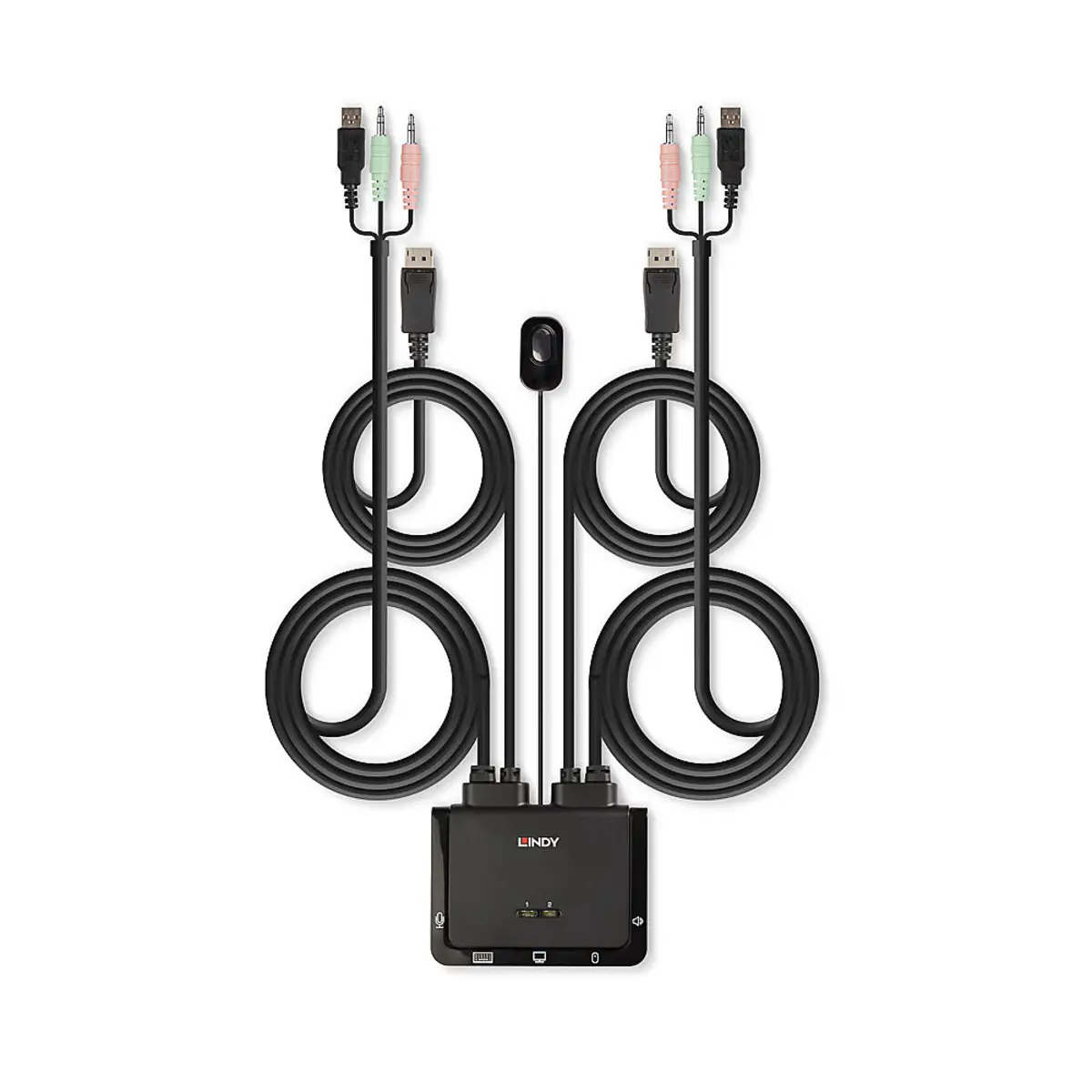 2 Port DisplayPort 1.2, USB 2.0 Cable KVM Switch