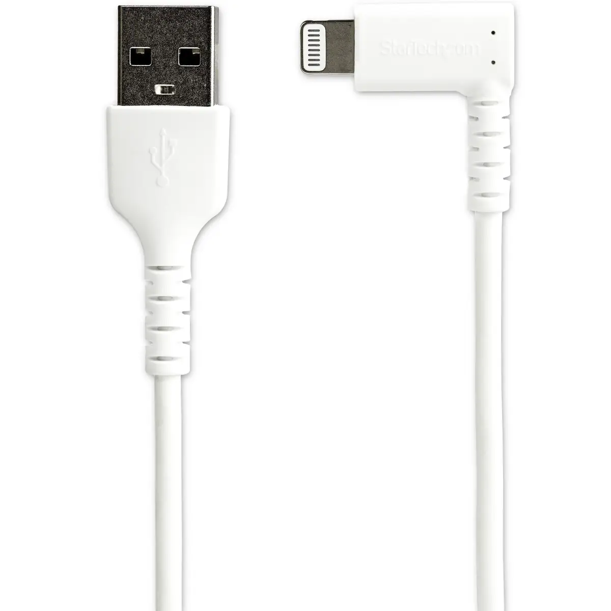 abgewinkeltes Lightning- auf USB-Kabel Stecker/Stecker Weiß 2m